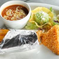 Tamale Plate · (3) Steamed tamales served in husk, served with guacamole, pico & chile con carne.