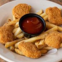 Kid'S Chicken Nuggets · Chicken nuggets five pieces served with French fries.