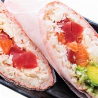 Sushi Burrito - Raw  · Tuna, salmon, crabmeat, avocado wrapped with rice and soy paper with eel sauce, spicy mayo o...