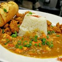 Crawfish Or Shrimp Etouffee Duo · Etouffee served with a portion of Cajun fried seafood. Your choice of seafood.