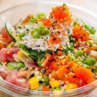Build Your Own Poke (Regular) · Poke Bowl, Burrito, or Nachos - Two proteins with your choice of base, mix-ins, toppings, cr...