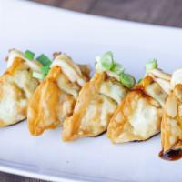 A3 Goyza (6) · Steamed or Crispy fried Chicken and vegetable dumplings. Drizzled with house mayonnaise and ...