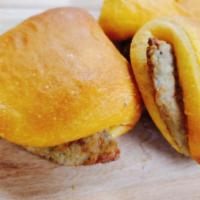 Sausage Patty Kolache Sandwhich · Breakfast sausage patty kolache sandwich with cheese