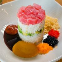 Ahi Tuna Or Salmon Tower · Rice, crabmeat, tuna or salmon, avocado, crunch
3 kind sauce(spicy mayo, eel, sriracha).