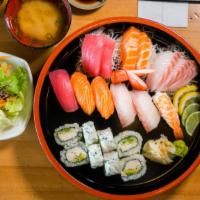 Sushi & Sashimi Combo · 7 pieces sashimi, 6 pieces nigiri & California roll.