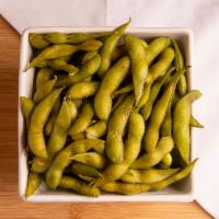 Edamame · Steamed green soy beans with sea salt.