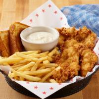 Chicken Tender Basket · Breaded and fried, served with cream gravy, french fries and texas toast.