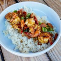 Southside Rice · Shrimp, sausage, bell pepper, and onions.