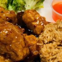 Ch11. General Tso'S Chicken · Hot and Spicy. Tender crispy chicken sautéed in chef's special brown sauce with red peppers.