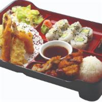 Bento Box - Chicken · Chicken teriyaki, chicken katsu, California roll (6), vegetable tempura (5), prawn tempura (...