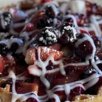 Fresh Berry Waffle · Fresh blueberries, strawberries and blackberries.