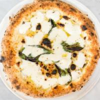 White Pizza · Fresh mozzarellaa, parmesan, basil, oregano, garlic, and extra virgin olive oil. No tomato s...