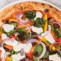 Garden · Italian tomato, fresh mozzarella, baby spinach, bell peppers, basil, red onions, and kalamat...