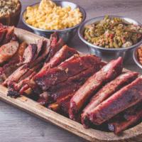 Ribs · One pound of Burns Original BBQ smoked spare ribs.