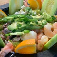 Molcajete El Levanton · fresh seafood,octopus,oysters,shrimp,aguachile,ceviche (rojo or verde sauce) spicy.