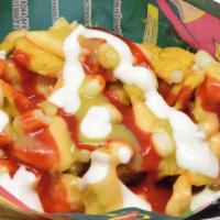 Specialty Chips -Los Preparados · Your can choose:  Conchitas or Hot Cheetos or Takis or Tostitos chips with yellow or white c...