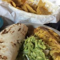 Combo Plate · Choice of (1) cheese, beef or chicken enchilada and (1) carne guisada taco, guacamole and ch...