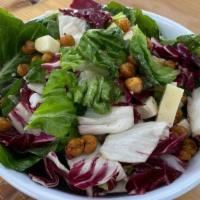 Chopped Salad · salami, radicchio, butter lettuce, tomatoes, provolone, red onion, crunchy chickpeas, oregan...