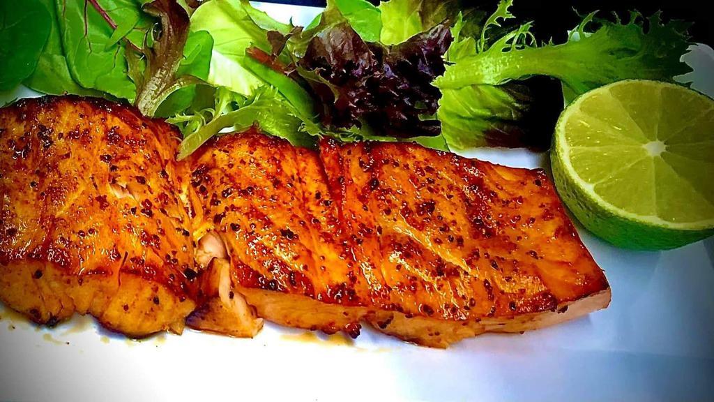 Salmon Dinner Kabob · One skewer marinated salmon.