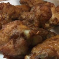 Wings (6) · Our popular wings, baked to a crispy perfection. Served with your choice of Bleu Cheese or h...