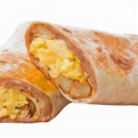 Burrito De Huevo / Egg Burrito · Tortilla de harina, frijoles, papas con huevos revueltos. / Flour tortilla, beans, potatoes,...