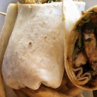 Chipotle Chicken Wrap · Blackened chicken with cheddar cheese, pico de gallo / french fries