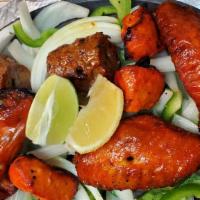 Mumtaz Tandoori Platter (For 2) · Combination of chicken tikka, seekh kebab, & tandoori chicken wings.