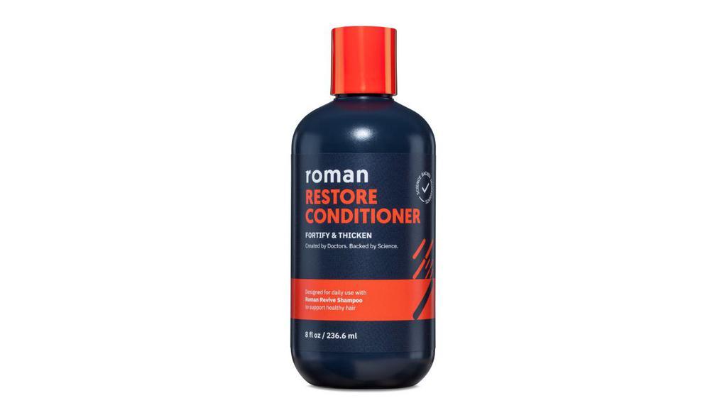 Roman Men'S Restore Conditioner With Ingredients To Fortify And Moisturize Hair, 8 Fl Oz · Roman Restore Conditioner is formulated with luxurious plant proteins, coconut oil, and shea butter to fortify and moisturize for fuller-looking hair. Your fingers are going to love the way your hair feels after adding this smooth conditioner to your shower routine. Designed specifically for men.