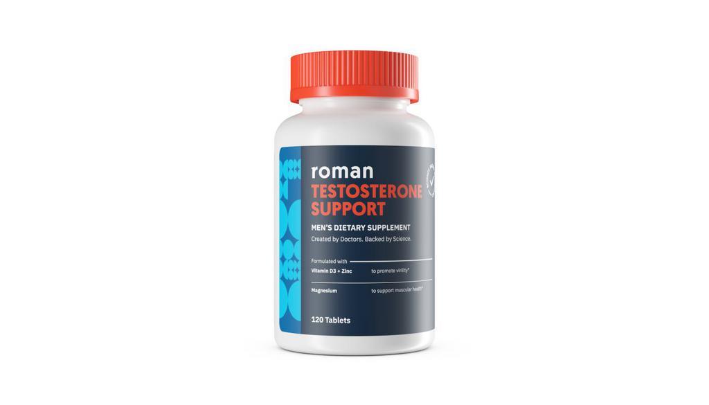 Roman Testosterone Support Supplement For Men, 120 Tablets, Ashwagandha, Maca, Vitamin D · Men's dietary supplement made with six nutrients, featuring  ashwagandha to support healthy testosterone levels. A hormone-free option formulated with ashwagandha to help support healthy testosterone levels and magnesium to support muscular health.* 


*These statements have not been evaluated by the FDA.