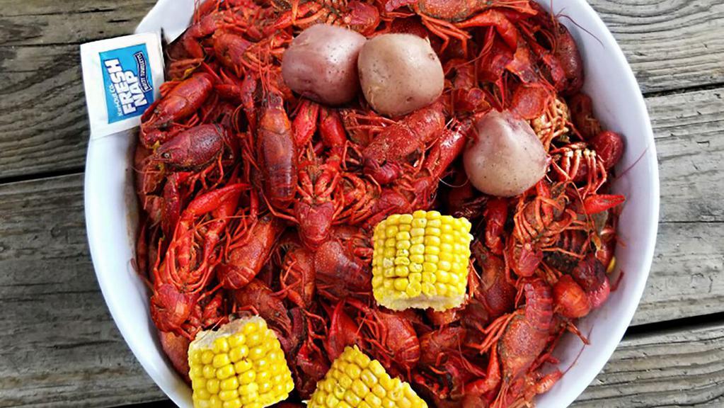 5 # Boiled Crawfish · Texas Best Boiled Crawfish. Fresh live deliveries daily. Thoroughly cleaned and never served dead. Comes with 1 Corn and 1 Potato per pound.