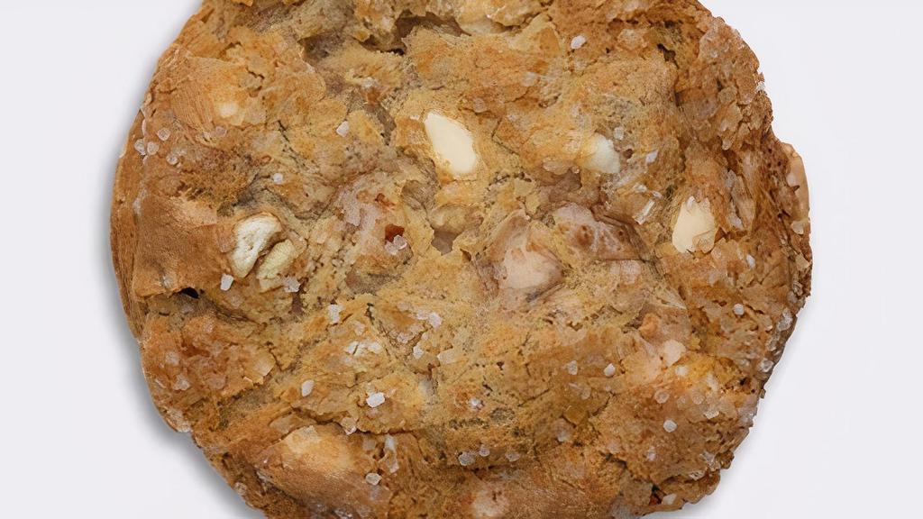 Salted Caramel Cookie · Cookie with chunks of buttery caramel throughout and sprinkled with sea salt. This delicious cookie is certified non-GMO and made with cage free eggs
