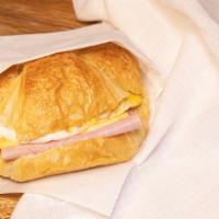 * Ham, Cheese & Egg · Ham, cheese and egg croissant sandwich