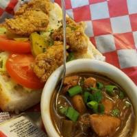 1/2 Po' Boy And Gumbo · Your choice of shrimp, oyster, catfish, chicken, or sausage po' boy, served with a cup of gu...
