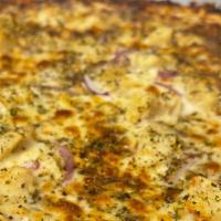 Bbq Chicken  · BBQ sauce, mozzarella, onions, chicken & cilantro