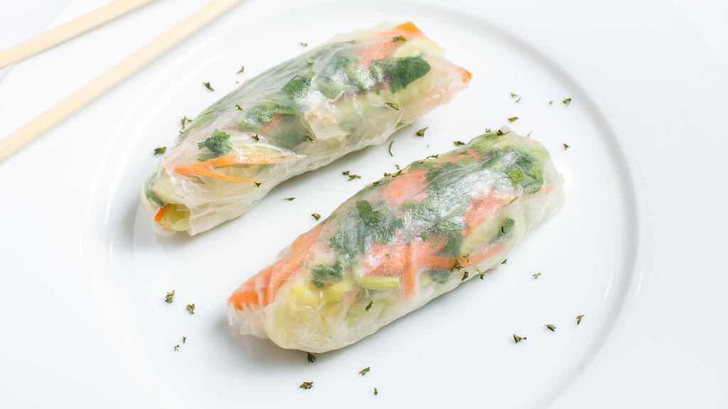 Fresh Spring Roll · Fresh lettuce, cilantro, carrots, pineapple and cucumber wrapped in rice paper and served with peanut hoisin sauce