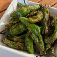 Shishito Peppers · Blistered shishito peppers, olive oil, house seasoning