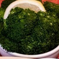 Steamed Broccoli · Gluten free option. Vegetarian.