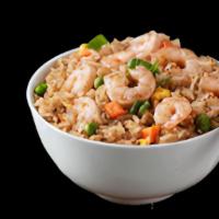 Shrimp Fried Rice · Shrimp, green onions, and eggs wok tossed with fried rice. Available in small or large.