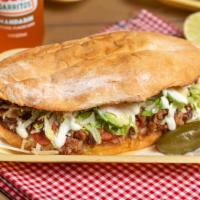 Tortas  · Beans, lettuce, tomatoes, avocado, mayo, and sour cream.