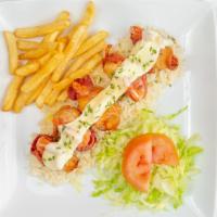 Camarones Fiesta  · Large shrimp stuffed with jalapeño and shrimp wrapped in bacon, topped with melted cheese se...