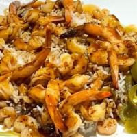 Teriyaki Shrimp · Stir Fried 12 Shrimps with veggies over white rice with Teriyaki Sauce