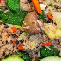 Vegetarian Fried Rice (No Egg) · Assorted snow peas, carrots, Napa, onions, broccoli, zucchini, mushrooms and garlic.