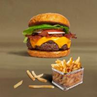 Bacon Burger (Bacon Burger) · Loads of crispy bacon on a House-made seasoned patty, perfectly cooked to medium on a griddl...