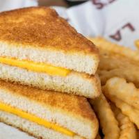 Grilled Cheese Sandwich Meal Combo · Melted cheese on Texas toast, crinkle cut fries, 20 ounce drink.