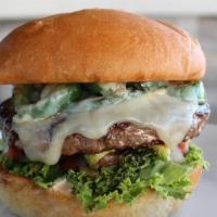 The Southwestern Burger · 7 oz. hamburger with chipotle ranch, jack cheese, lettuce, pico de gallo, and sautéed jalapeño