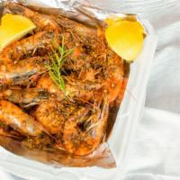Jumbo Head-On Boiled Gulf Shrimps (Dozen) · 12 head-on fresh Boiled Jumbo Gulf Shrimps, comes with 1 corn & 1 potato.
 Choices of flavor...