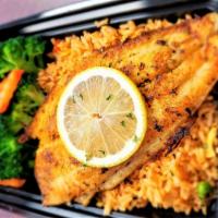 Blackened Swai Plate · 1 Blackened Swai served on Fried Rice or Steamed Rice with Steamed Brocolli & Carrot