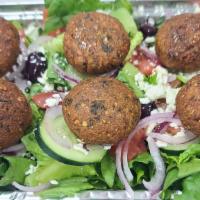 Falafel Over Salad · Fried balls made from beans over your choice of salad