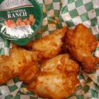 Buffalo Wings · Covered in a tangy buffalo sauce, served fresh and hot.