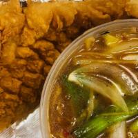 Ginger Fish Fillet · Deep fried basa fillet topped with bell peppers, onions, and mushrooms in ginger sauce.